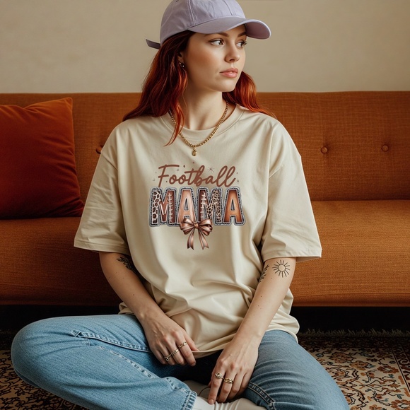 🏈 Game Day Football Mama  T-shirt XXL- 3XL Leopard, lace bow New White Handmade - Picture 12 of 14